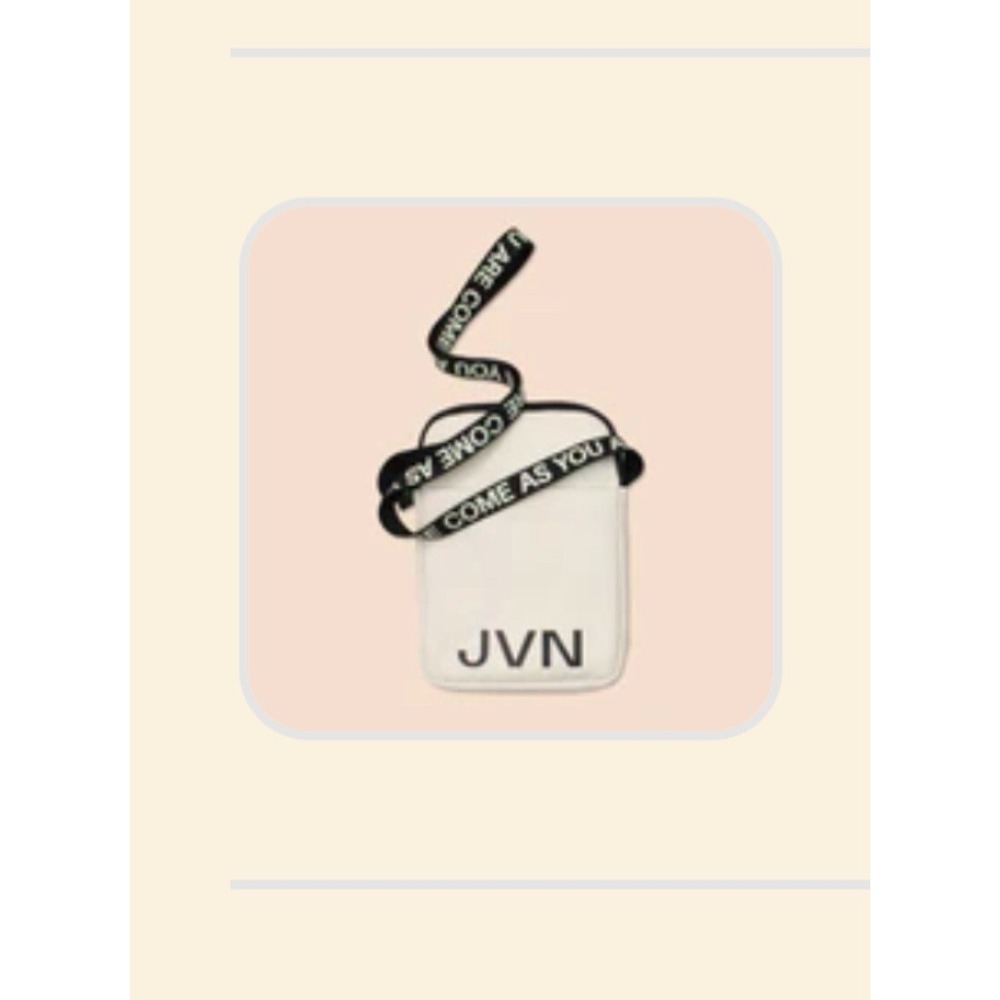 JVN White Crossbody Bag with Black Strap